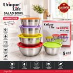 ست لگن استیل درب‌دار Unique Life ۵ عددی